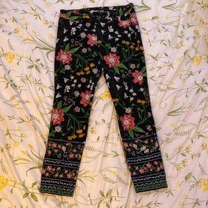 Floral embroidery print Pixie Mid-Ride pants